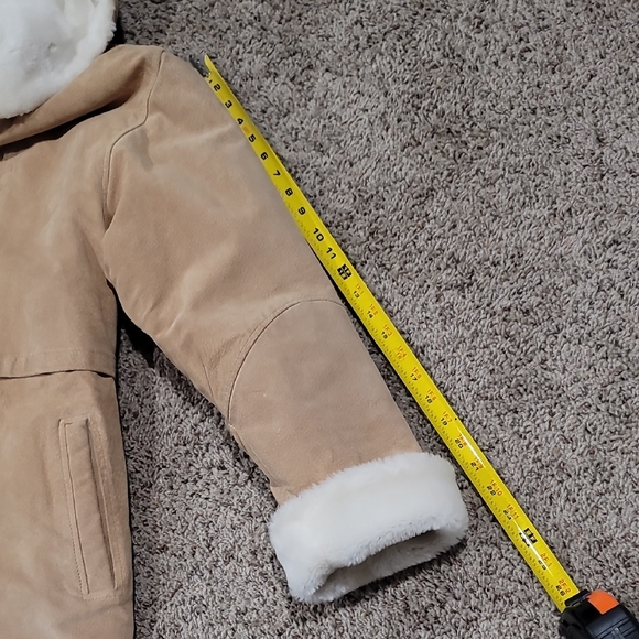 J PERCY for Marvin Richards Tan Leather Suede Hooded Zipper Coat Womans XS - Picture 3 of 7
